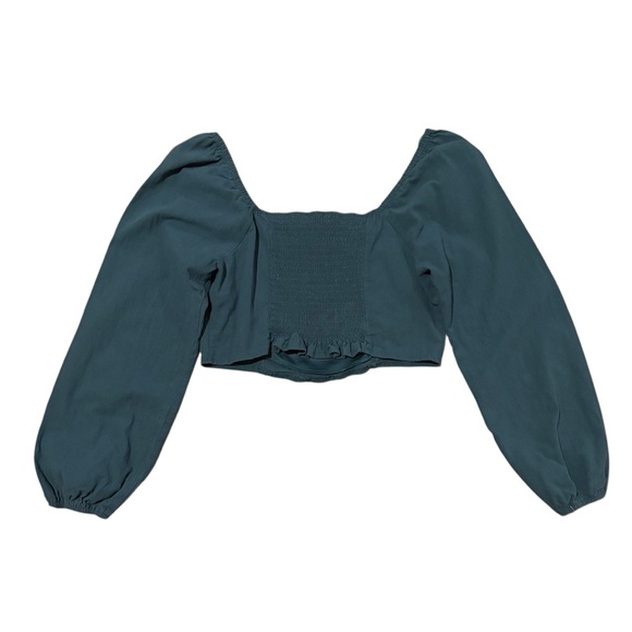 Green Cotton Cropped Top - Picture 3 of 7